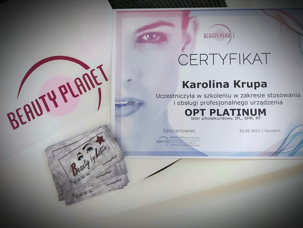 Certyfikat szkolenia kosmetycznego 3 — Karolina Krupa