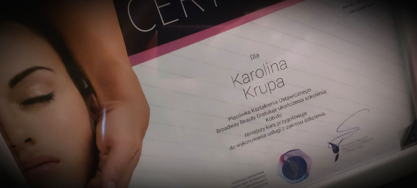 Certyfikat szkolenia kosmetycznego 4 — Karolina Krupa